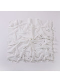 New 90cm Pearl Chiffon Square Scarf with Small Branch Rhinestone Design