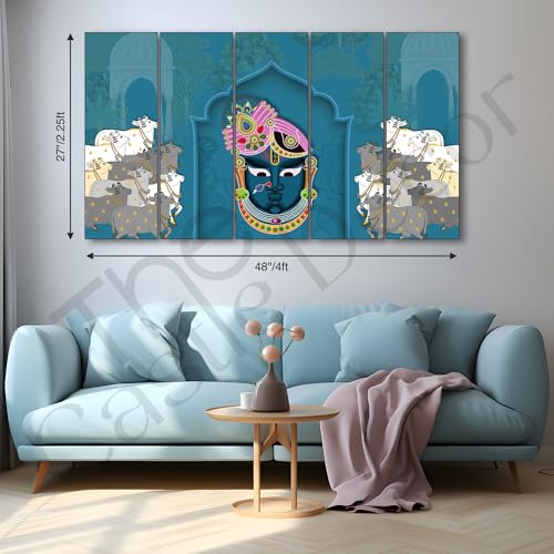 The Castle Decor Pichwai art painting with frame Big Size 27x48 Wall art for living room,Bedroom,Drawing room,Hotels-Wooden Framed-713 - Image 3