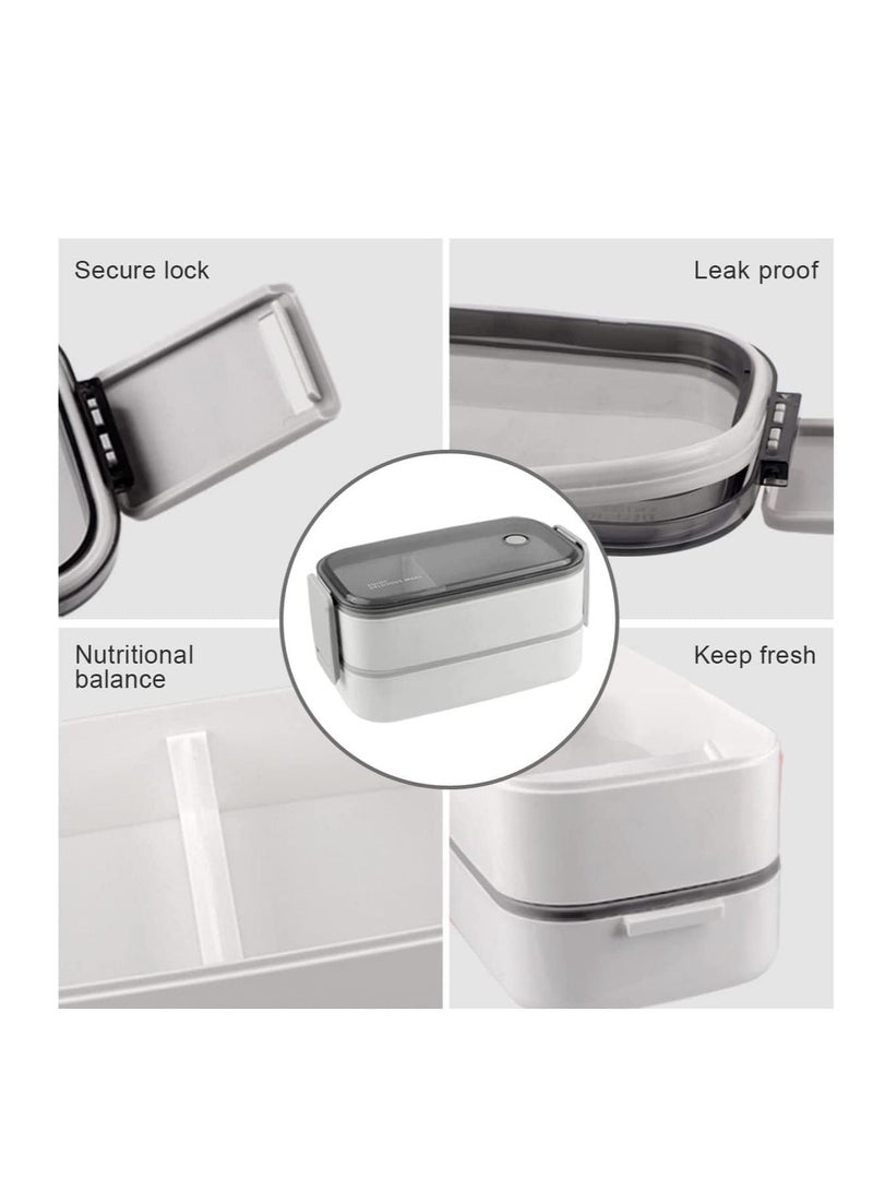 MahMir Stainless Steel Lunch Box - Insulated Bento Box Multifunctional-Containers Lunch Box with 2 Compartments & Tableware(304 stainless steel) lunch box with Lunch MahMir Lunch bag (White + Lunch Bag)  - Image 5