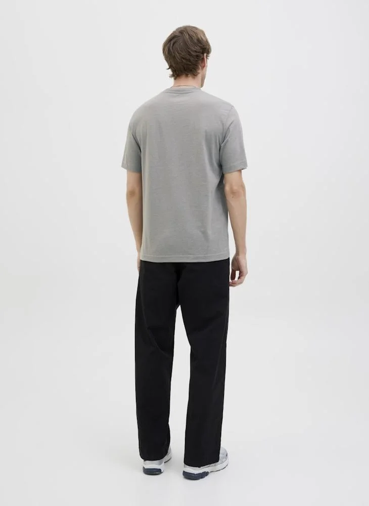 جاك اند جونز Jcosago Logo Slub Crew Neck T-Shirt