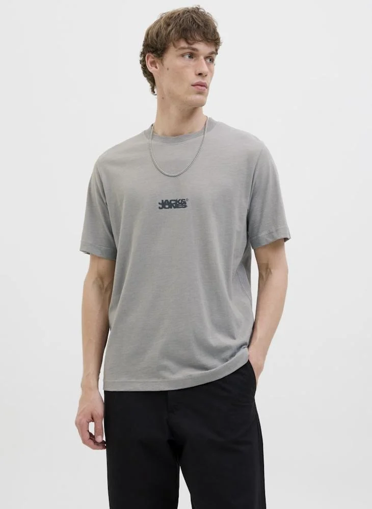 جاك اند جونز Jcosago Logo Slub Crew Neck T-Shirt
