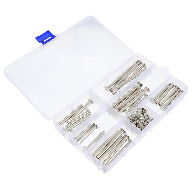 60pcs M5 Binding Screws Locking Scrapbook Screws Nickel-Plated 35-70mm for Photo Albums Account Book Binding and Leather Craft Supplies - Image 1