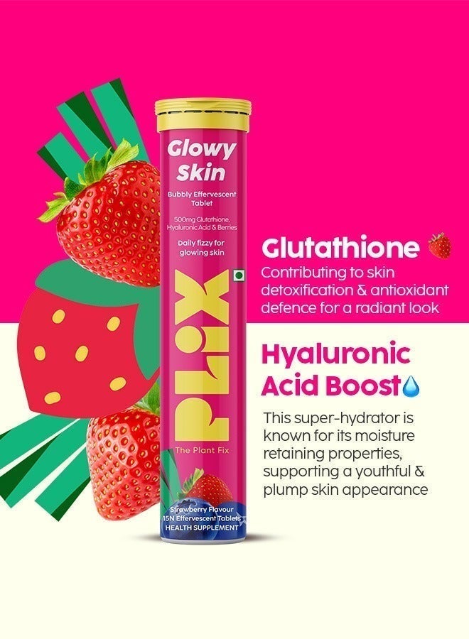 PLIX THE PLANT FIX 500mg L-Glutathione Skin Glow 30 Effervescent Tablets for Clear and Youthful Look | With Vitamin C & E| Plant-based ingredients | Sugar Free | Pack of 2, Strawberry Flavour - Image 5