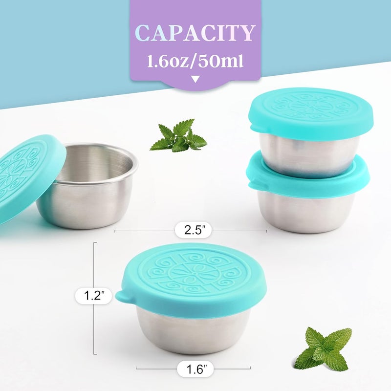 Qukaka Flat working surface 6x1.6 Oz Salad Dressing Containers With Lids, Small Leakproof Reusable Stainless Steel Salad Dressing Container To Go For Lunch Boxes,Sauce containers, Picnics,Travel Meal Prep And Kitchen Storage. Spec compliant trusted quality - Image 2