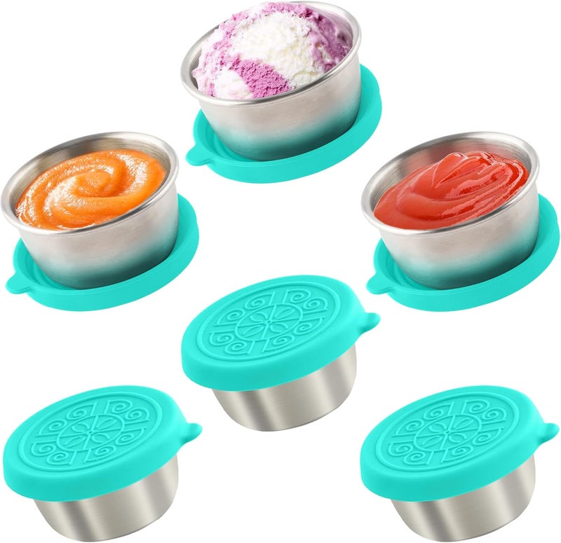 Qukaka Flat working surface 6x1.6 Oz Salad Dressing Containers With Lids, Small Leakproof Reusable Stainless Steel Salad Dressing Container To Go For Lunch Boxes,Sauce containers, Picnics,Travel Meal Prep And Kitchen Storage. Spec compliant trusted quality - Image 1