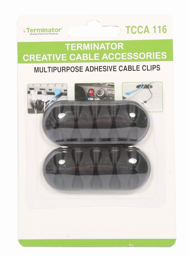 Terminator Creative Cable Accessories - Multipurpose Adhesive Cable Clips 2pcs Assorted Colors TCCA 116 Terminator 