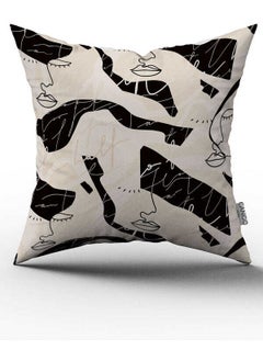 Cango Home Double-Sided Black Cream Colored Modern Silhouette Patterned Digital Printed Cushion Cover CGH1100 