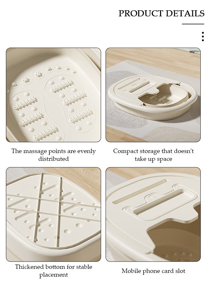 DUNISO حوض استحمام القدم القابل للطي مع غطاء ونقاط تدليك، حوض نقع القدم المحمول مع مدلك للقدم، حوض نقع القدم متعدد الوظائف، دلو سبا للقدم لتخفيف التعب وضغط الجسم، دلو متعدد الوظائف للسفر، غسيل التخييم - Image 5