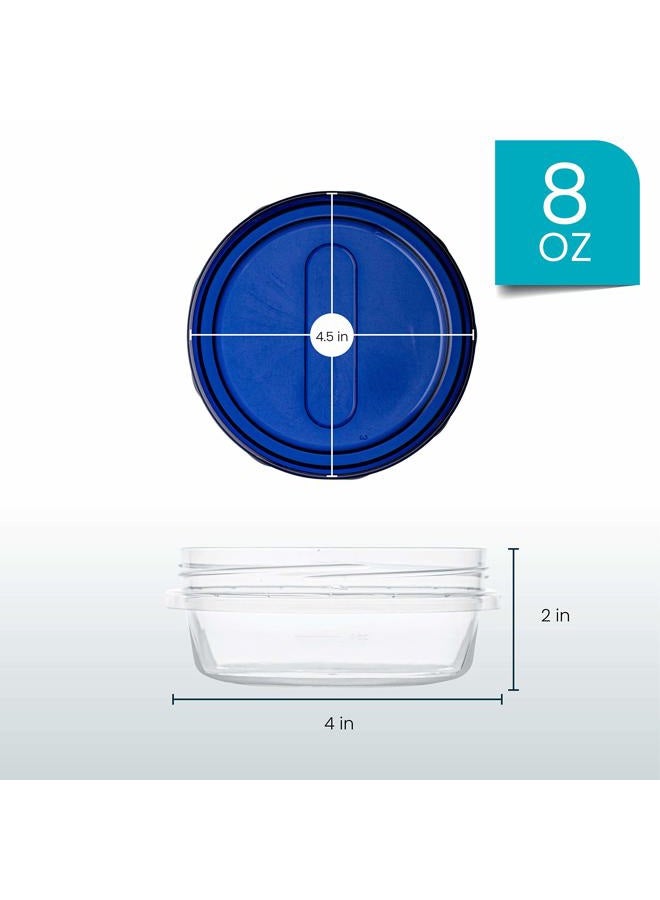 PLASTICPRO [8 oz 4 Pack] Deli Containers Clear bottom With blue Top Twist on Lids Reusable, Stackable, Food Storage Freezer Container - Image 3