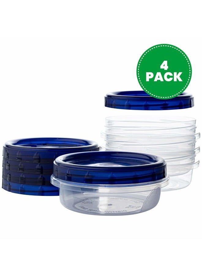 PLASTICPRO [8 oz 4 Pack] Deli Containers Clear bottom With blue Top Twist on Lids Reusable, Stackable, Food Storage Freezer Container - Image 2