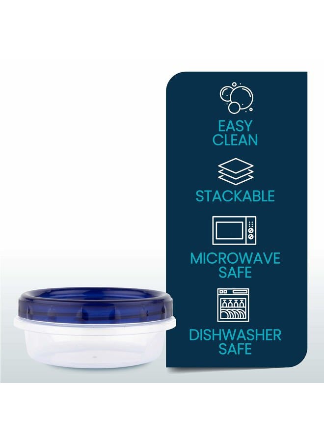 PLASTICPRO [8 oz 4 Pack] Deli Containers Clear bottom With blue Top Twist on Lids Reusable, Stackable, Food Storage Freezer Container - Image 4