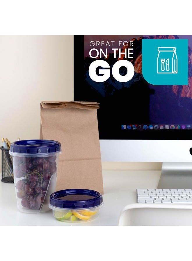 PLASTICPRO [8 oz 4 Pack] Deli Containers Clear bottom With blue Top Twist on Lids Reusable, Stackable, Food Storage Freezer Container - Image 5