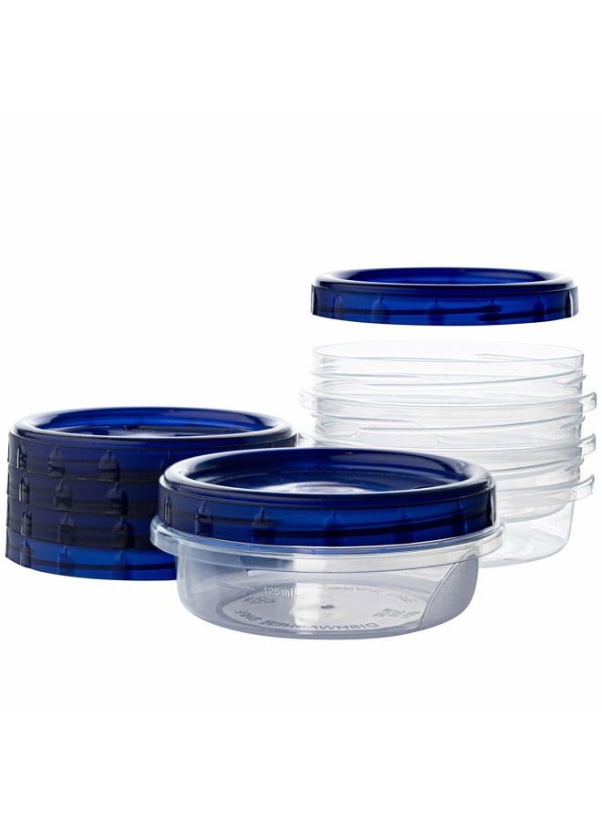 PLASTICPRO [8 oz 4 Pack] Deli Containers Clear bottom With blue Top Twist on Lids Reusable, Stackable, Food Storage Freezer Container - Image 1