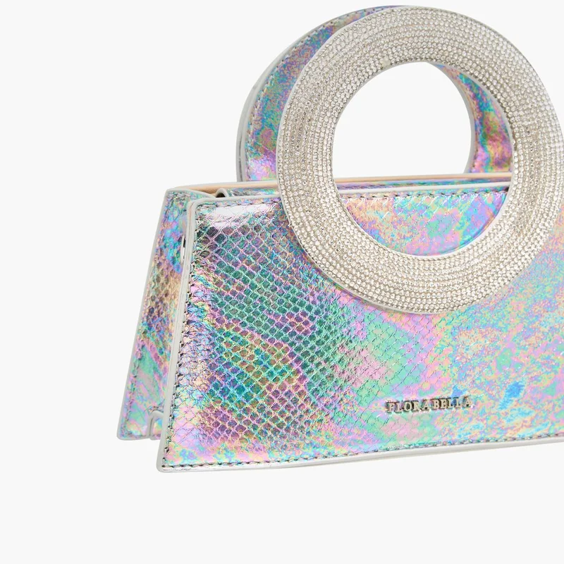 Flora Bella By Shoexpress Women's Textured Crossbody Bag with Detachable Chain Strap and Flap Closure