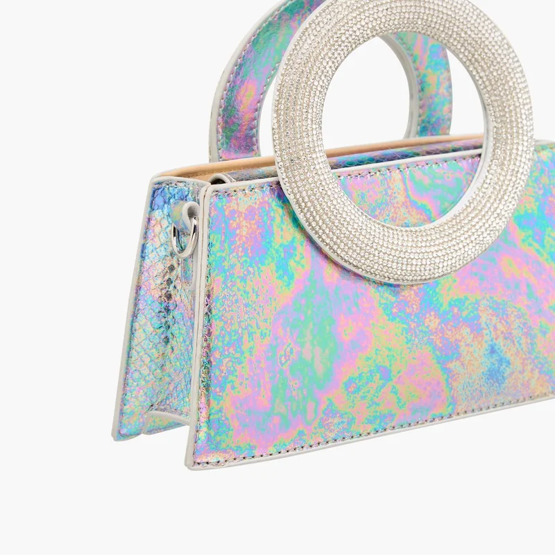Flora Bella By Shoexpress Women's Textured Crossbody Bag with Detachable Chain Strap and Flap Closure