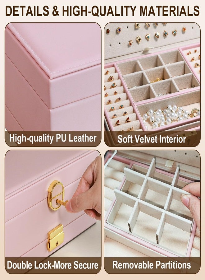 Yoobao Jewelry Box for Women, 3 Layer with Double Lock, Removable Tray, Jewelry Holder Organizers for Earrings Necklaces Rings Bracelets Watches, Ideal Present for Birthday Graduation Anniversary - Image 4