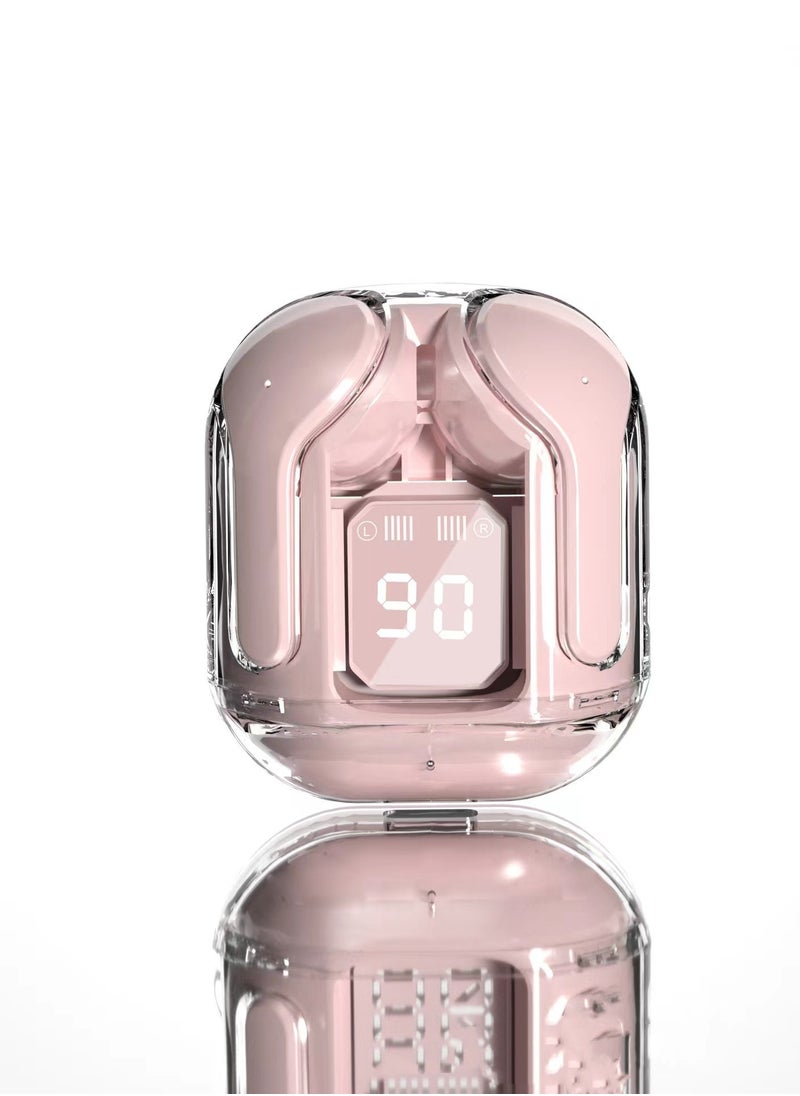 Generic Wireless Bluetooth Earphones, Transparent Digital Power Display Headsets, Bluetooth 5.3 In-ear Noise Reduction Microphone Earphones, Sports Earphones For Listening to Music and Videos (Pink)  - Image 5