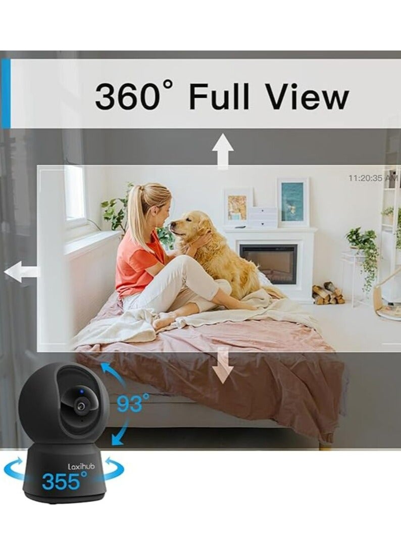 Arenti Camera P2F 5MP Indoor WiFi Pan tilt Zoom Home Security Camera, Baby Monitor with Camera and Audio, FHD, Night Vision, 2-Way Audio, AI Motion Detection Compatible with Alexa & Google Assistant  - Image 2