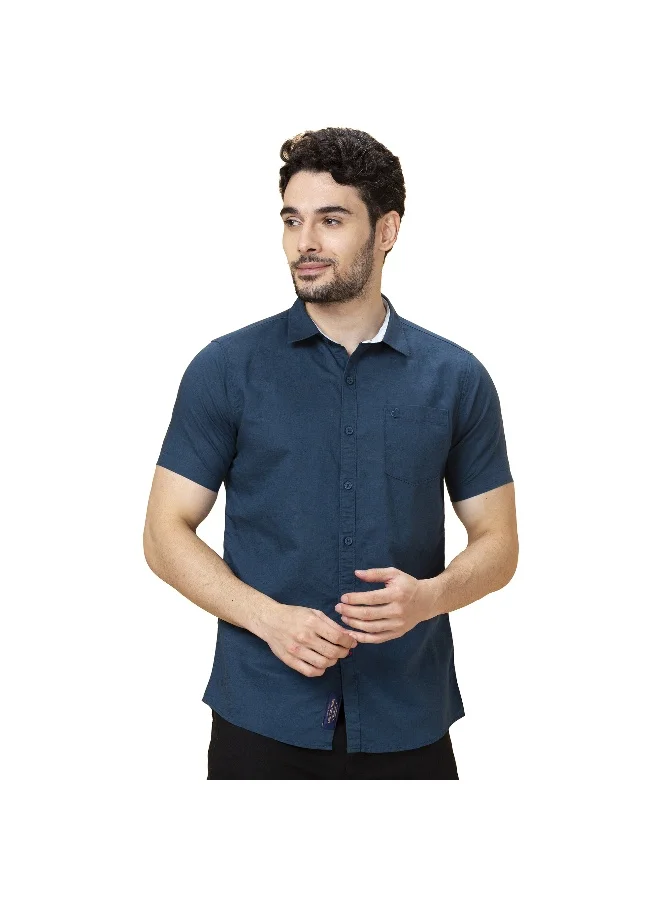 بيينغ هيومان Mens Teal Collared Short Sleeve Shirt