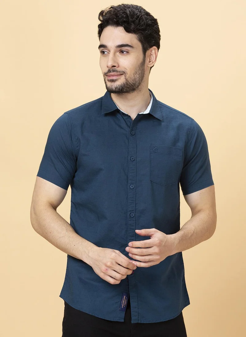 بيينغ هيومان Spread Collar Slim Fit Linen Cotton Casual Shirt