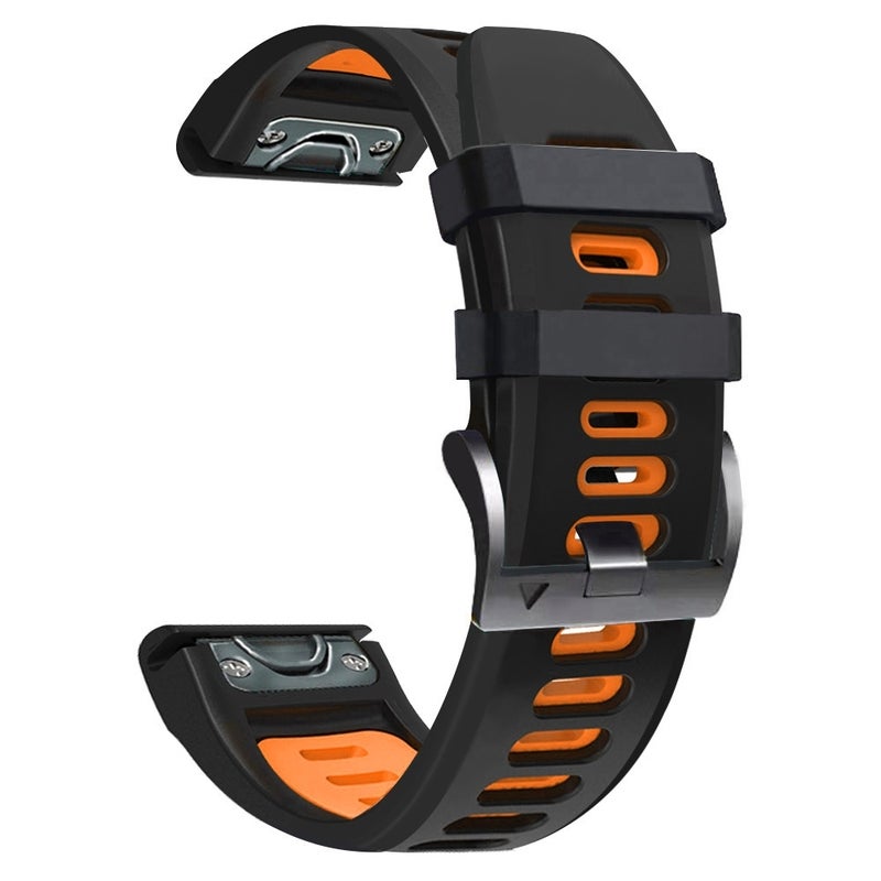 S-TOP For Garmin Descent MK2 26mm Silicone Sports Two-Color Watch Band(Black+Orange) - Image 3