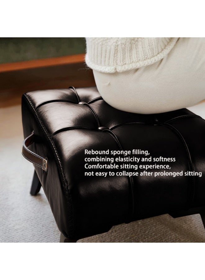 WALALLA Vintage Footstool Ottoman, Stylish and Functional Footrest, Foot Stool,  Modern Cushion Ottoman Bench, Home Chair with Handle for Home, Office - Image 3
