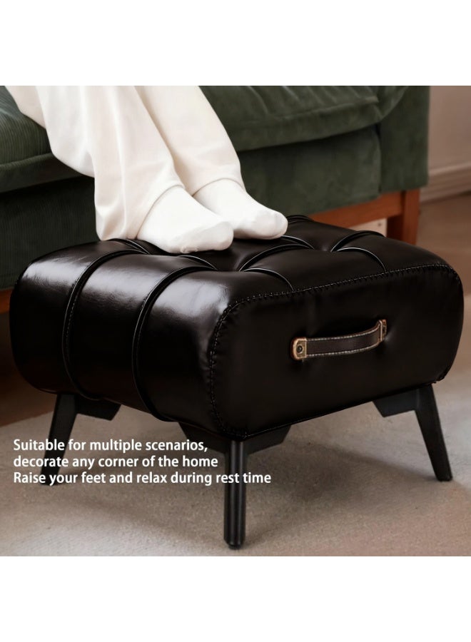 WALALLA Vintage Footstool Ottoman, Stylish and Functional Footrest, Foot Stool,  Modern Cushion Ottoman Bench, Home Chair with Handle for Home, Office - Image 5