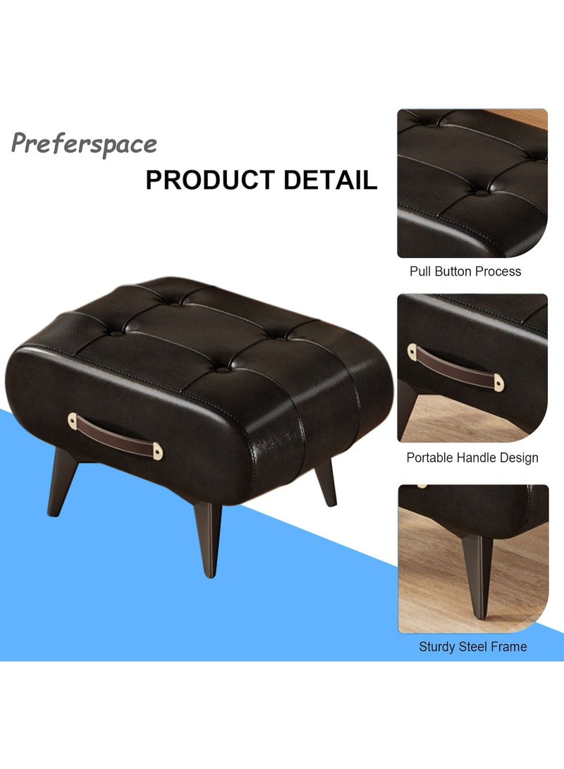 WALALLA Vintage Footstool Ottoman, Stylish and Functional Footrest, Foot Stool,  Modern Cushion Ottoman Bench, Home Chair with Handle for Home, Office - Image 4