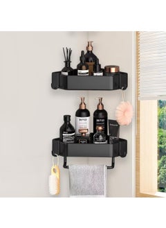 Zibuyu ZIBUYU® Bathroom Organizer Rack Triangle Shower Caddy Double Layer Corner Organizer Shelf Rack with Hanging Hooks Stainless Steel Bathroom Rack Organizer for Toiletries  - Image 1