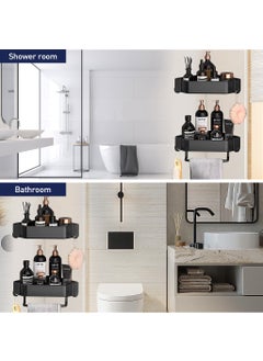 Zibuyu ZIBUYU® Bathroom Organizer Rack Triangle Shower Caddy Double Layer Corner Organizer Shelf Rack with Hanging Hooks Stainless Steel Bathroom Rack Organizer for Toiletries  - Image 4