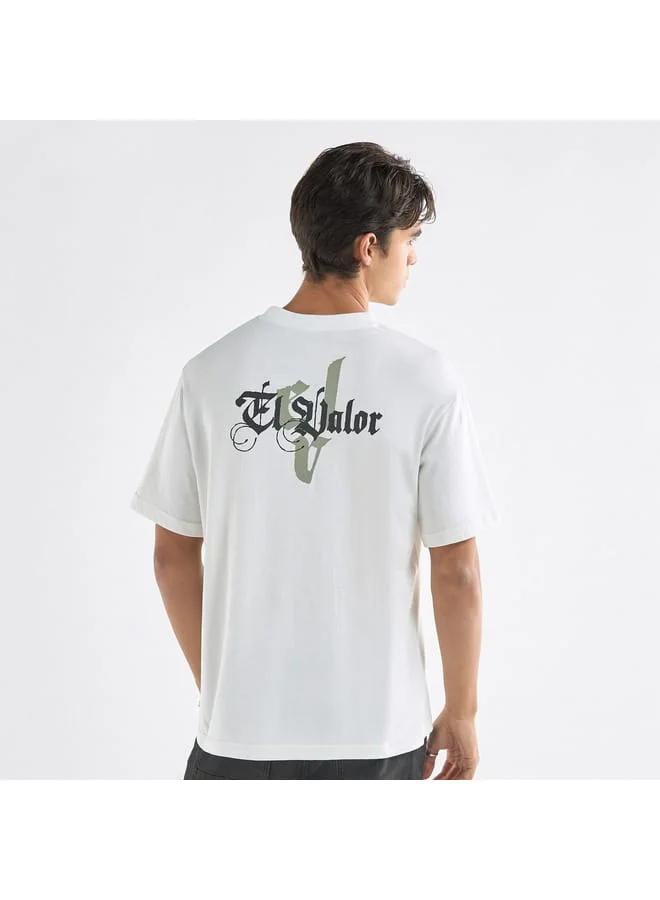 Splash FAV Typographic Print T-shirt with Crew Neck and Short Sleeves