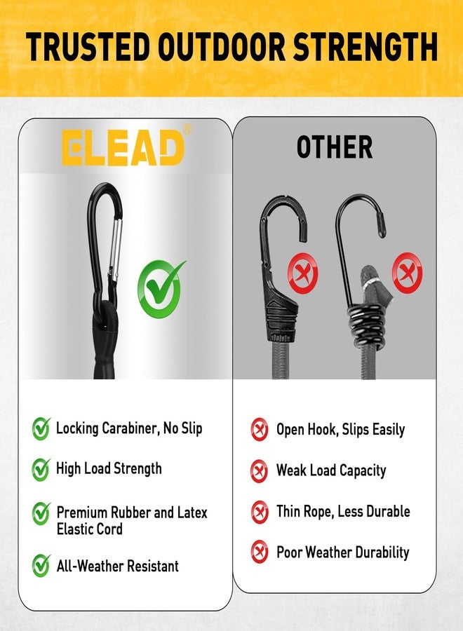 ELEAD 6 Piece Bungee Cords with Hooks 12 Inch - Image 2