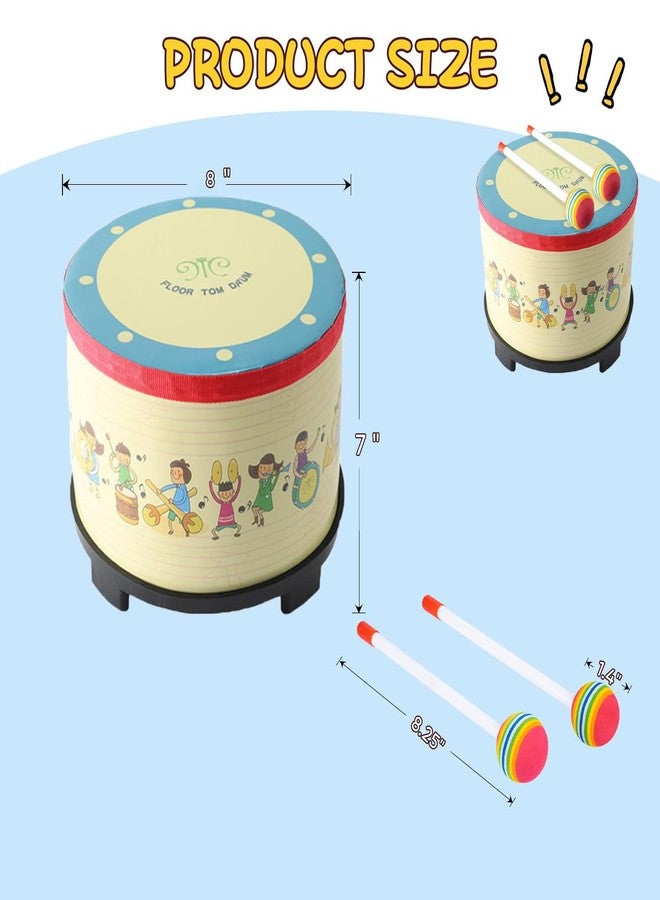 Musfunny Floor Tom Drum 8 inch Gathering Club Carnival Colorful Percussion Instrument with 2 Mallets Music Drum for Child Special Christmas Birthday Gift (8 inch) - Image 5