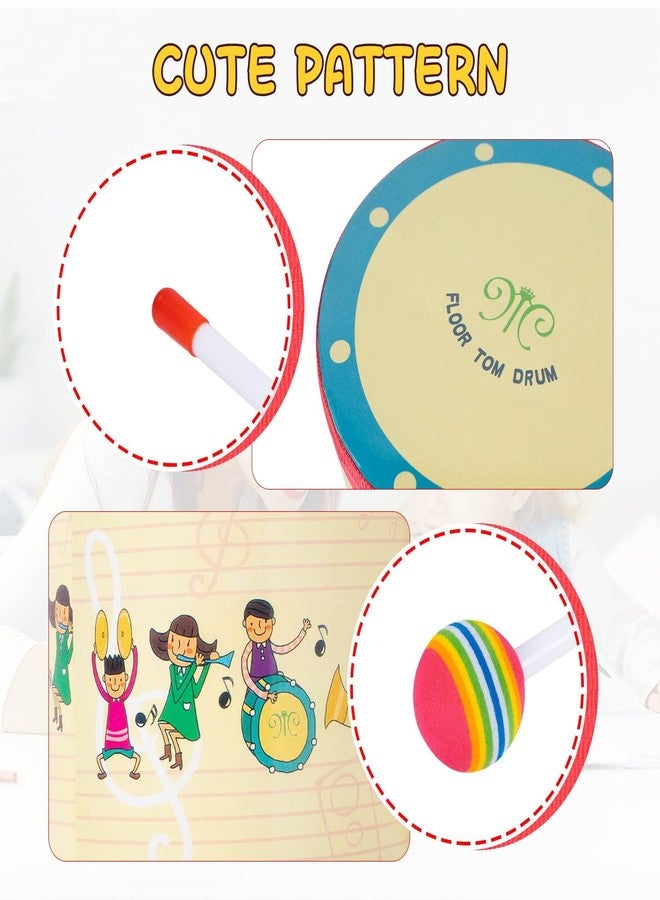 Musfunny Floor Tom Drum 8 inch Gathering Club Carnival Colorful Percussion Instrument with 2 Mallets Music Drum for Child Special Christmas Birthday Gift (8 inch) - Image 4