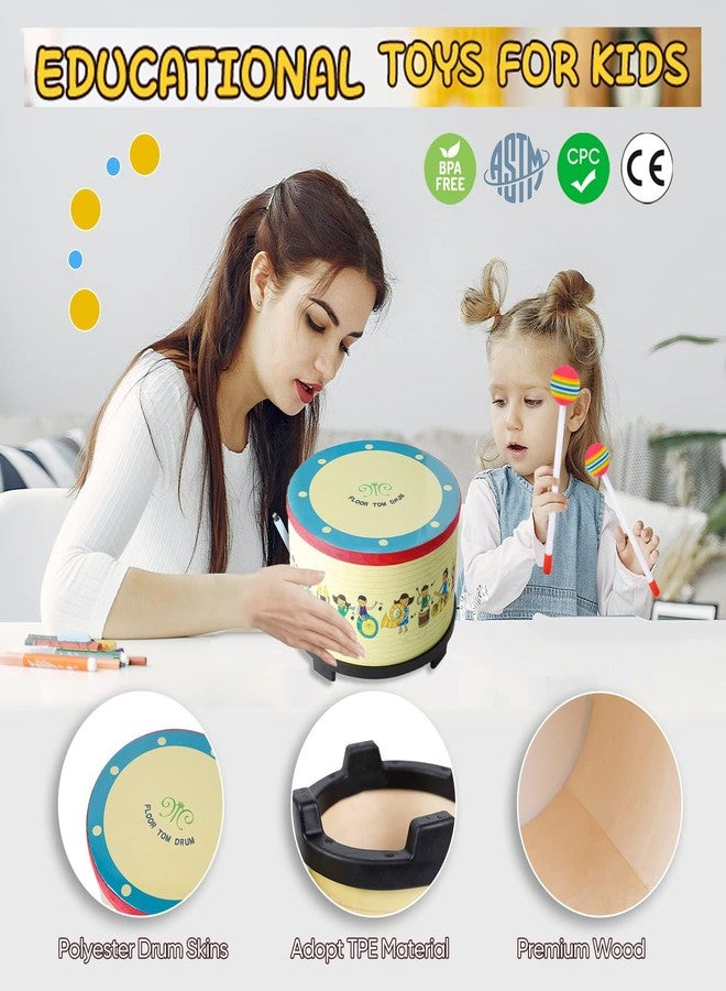 Musfunny Floor Tom Drum 8 inch Gathering Club Carnival Colorful Percussion Instrument with 2 Mallets Music Drum for Child Special Christmas Birthday Gift (8 inch) - Image 2