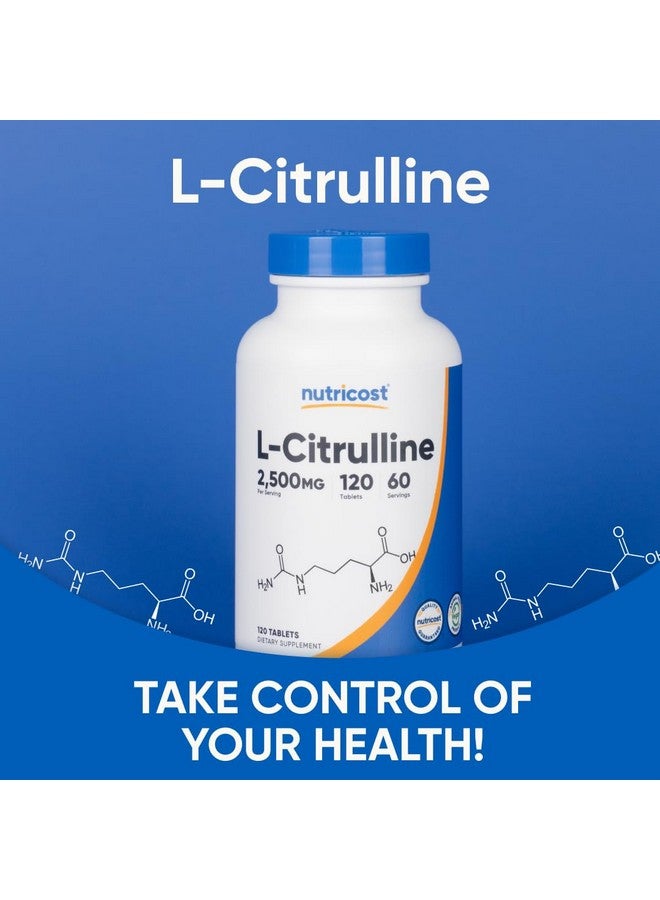 Nutricost مكمل نوتريكوست L-سيترولين 2500 ملغ لكل حصة، 60 حصة، 1250 ملغ لكل قرص، 120 قرص - خالي من الكائنات المعدلة وراثيًا وخالي من الغلوتين - Image 5