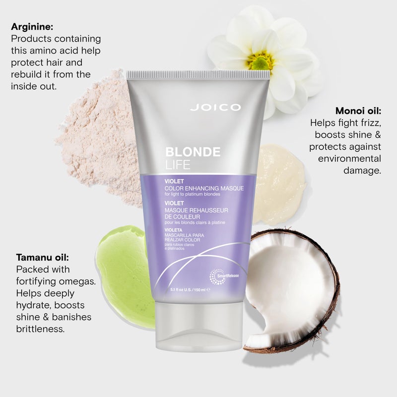 Joico Blonde Life Color Enhancing Masque | For Blonde Hair | Color Depositing Treatment | Maintain Unique Blonde Tones | Fortified With Monoi & Tamanu Oil | Violet | 5.1 Fl Oz - Image 5