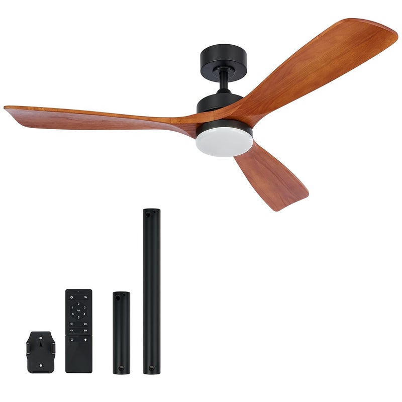VONLUCE VONLUCE Ceiling Fans with Lights 52 Inch Ceiling Fan with Remote 6 Speed Reversible Noiseless DC Motor 3CCT Wood Ceiling Fan for Outdoor Indoor Farmhouse Patios Walnut 