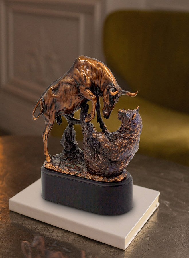 MEPERPER Bull and Bear Statue Wall Street Decor, 9x9.5 Resin Finance Desktop Decor Figurine for Traders and Investors with Bronze-Like Finish, Stock Market Gifts - Image 5