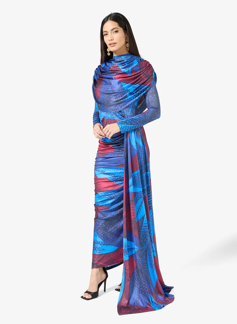 Virgos Lounge Fikayo High Neck Draped Bodycon Maxi Dress