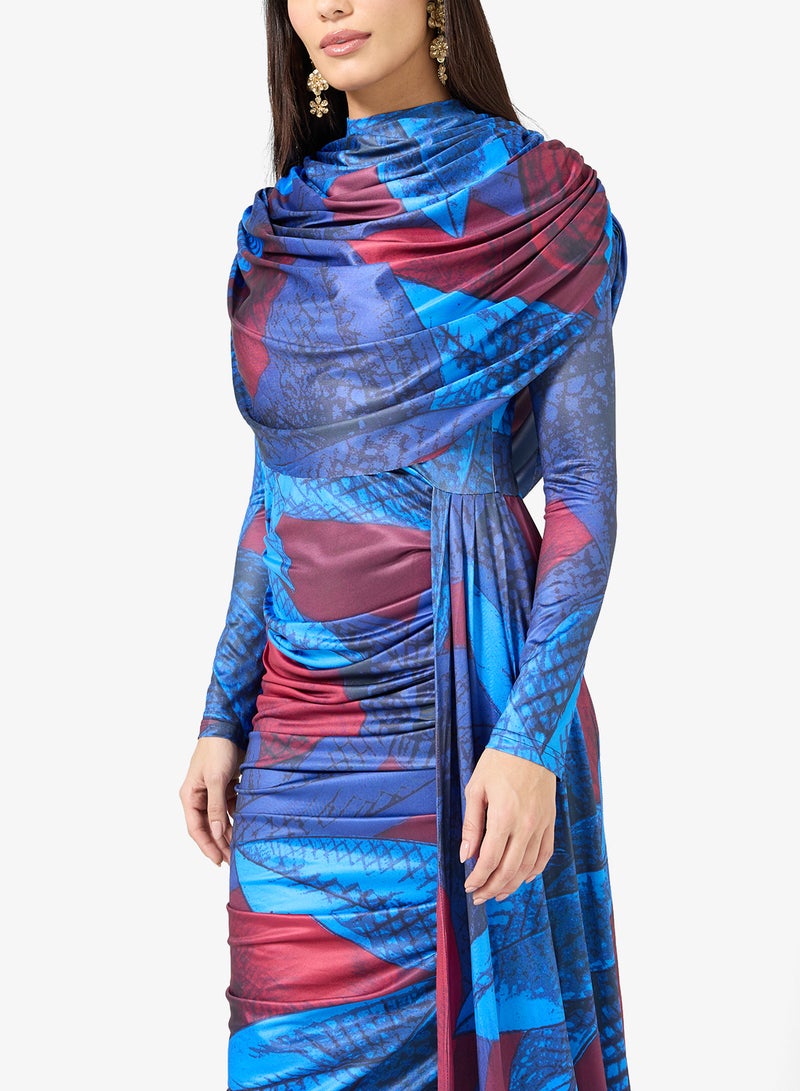 فيرجوس لاونج فيكايو فستان ماكسي ضيق بياقة عالية ودرابيه - Image 3