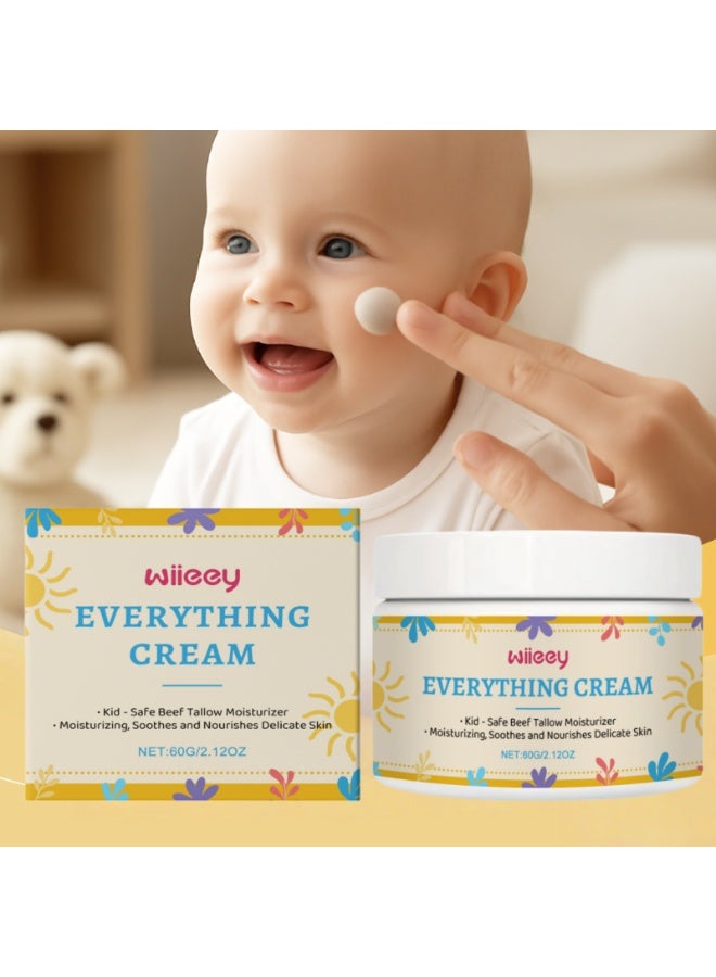 wiieey Baby All Purpose Moisturizing Cream, Gentle Beef Tallow Hydrating Skin Lotion for Infants Delicate Sensitive Skin, Soothing Nourishing Daily Baby Skin Care Cream 60g - Image 1