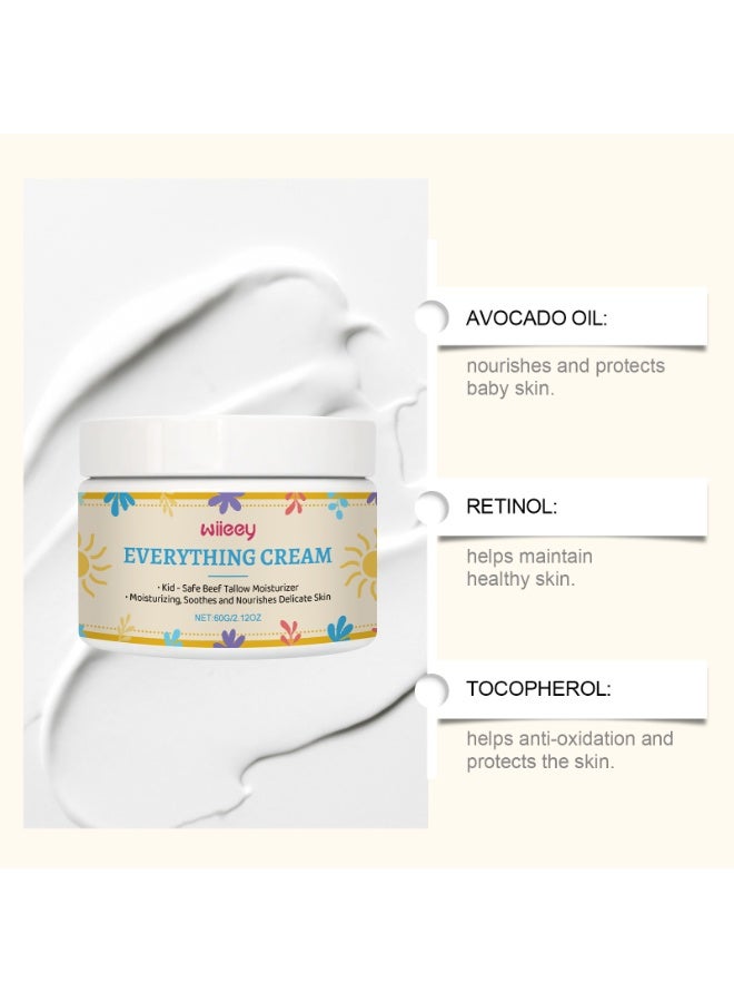 wiieey Baby All Purpose Moisturizing Cream, Gentle Beef Tallow Hydrating Skin Lotion for Infants Delicate Sensitive Skin, Soothing Nourishing Daily Baby Skin Care Cream 60g - Image 2