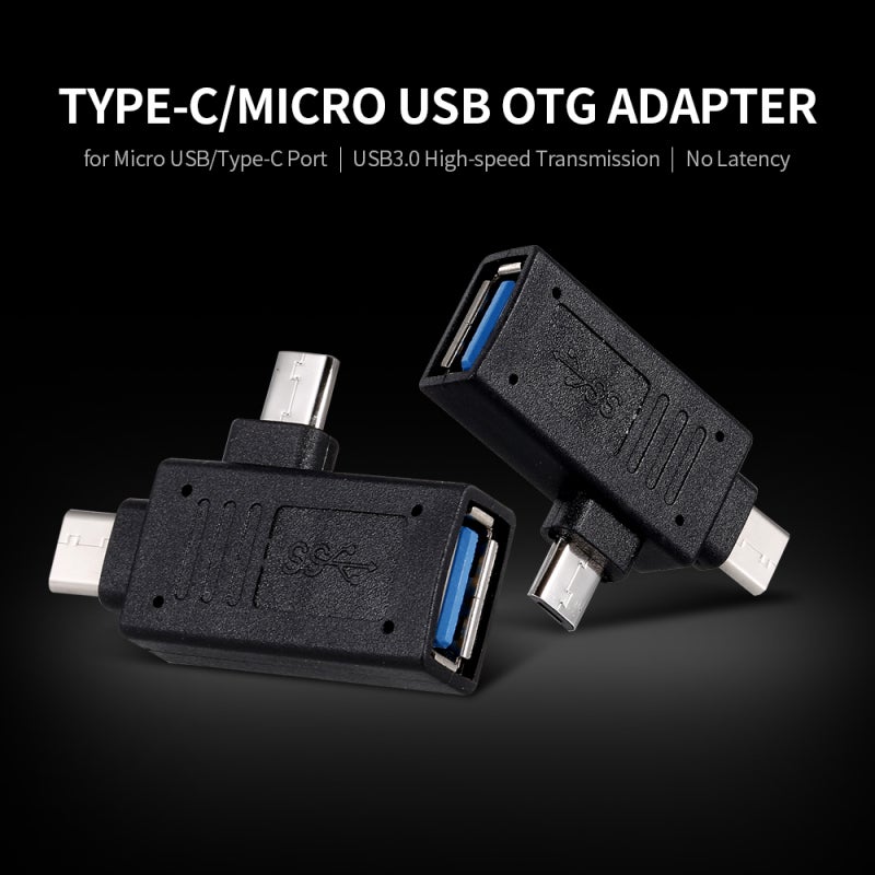 محول OTG من النوع Type-C: محول USB3.0 أسود بنقل سريع 5 جيجابت في الثانية - محول محمول يمكن توصيله واستخدامه فورًا لجهات الاتصال المتنقلة التي تدعم وظيفة OTG لربط أجهزة USB - Image 2