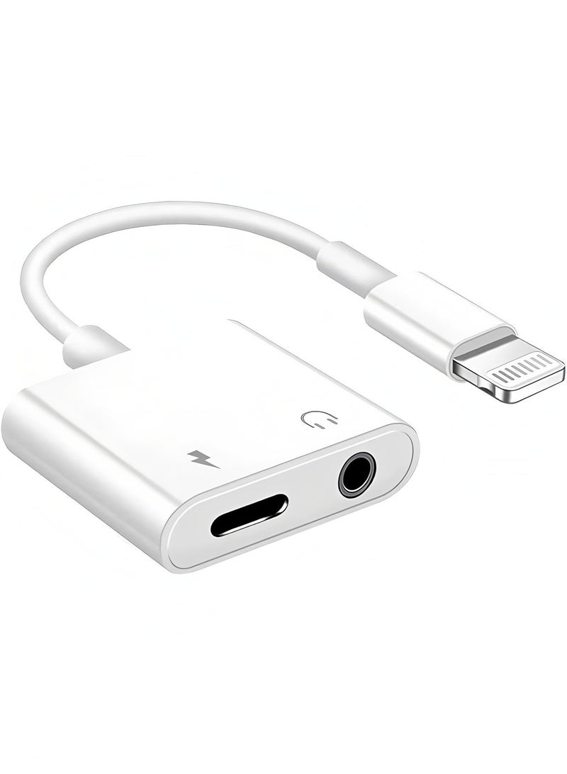 Flyview Headphone Aux Adapter for iPhone [MFi Certified] 2 in 1 to 3.5 mm Jack Headphone Adapter Converter Dongle Splitter Compatible with iPhone 14/13/12/11/XS/XR/X/8/7 Support for All iOS - Image 1
