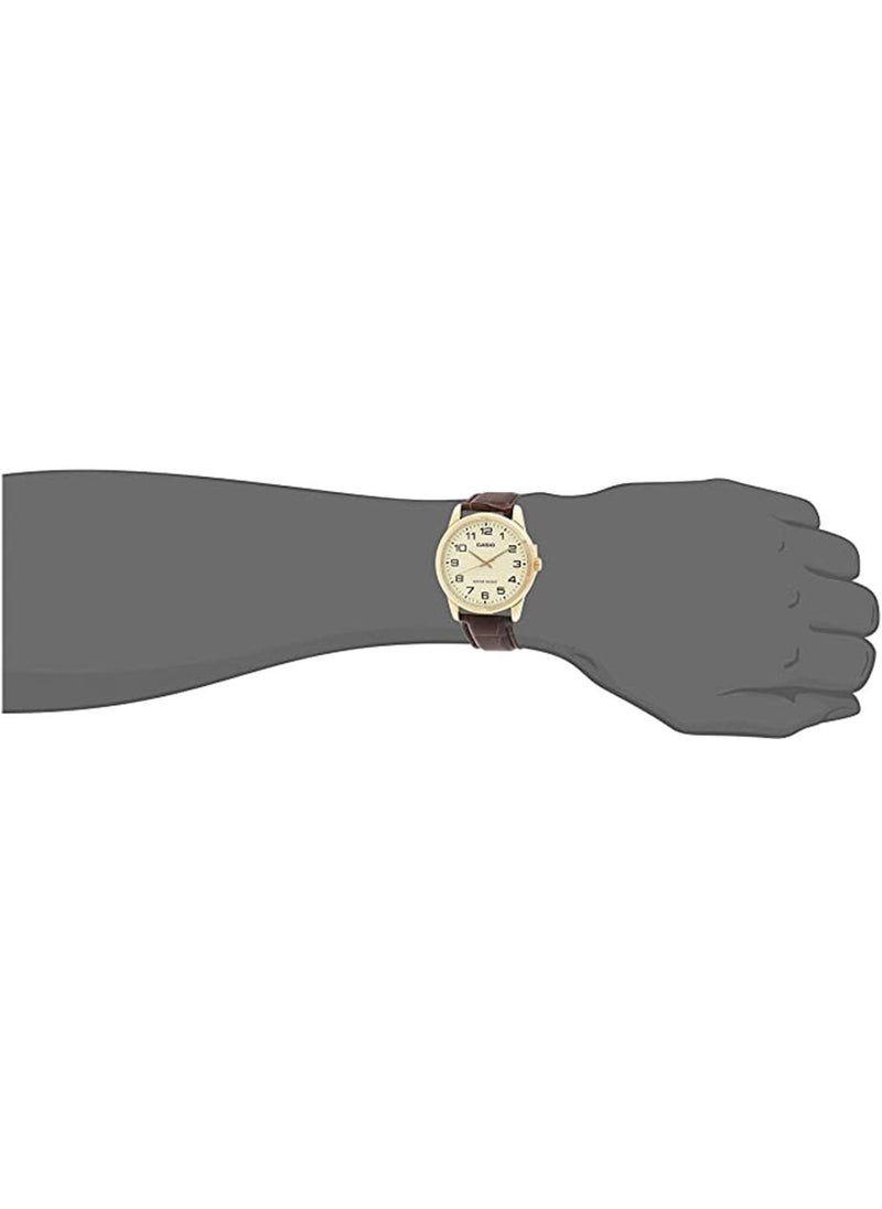 CASIO - Men's Leather Analog Watch MTP-V001GL-9BUDF - 38 mm - Brown - Image 1