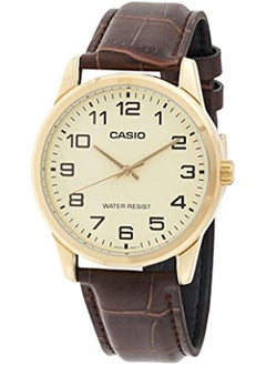 Men's Leather Analog Watch MTP-V001GL-9BUDF - 38 mm - Brown