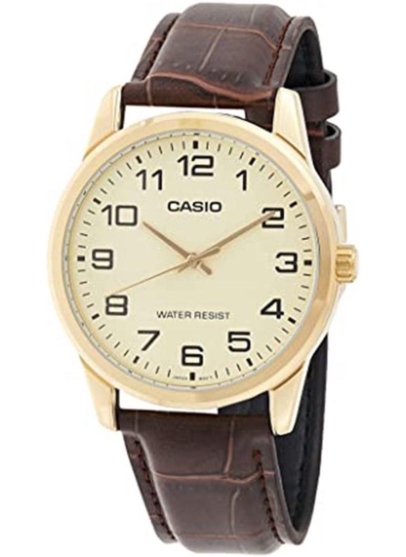 CASIO - Men's Leather Analog Watch MTP-V001GL-9BUDF - 38 mm - Brown - Image 1