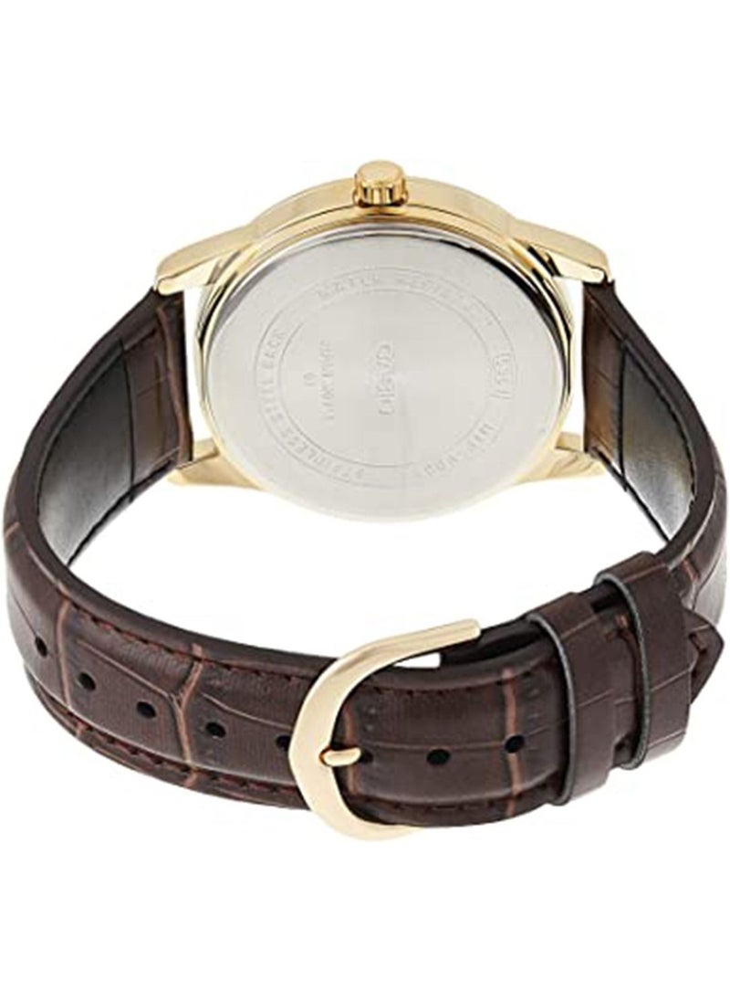 CASIO - Men's Leather Analog Watch MTP-V001GL-9BUDF - 38 mm - Brown - Image 1