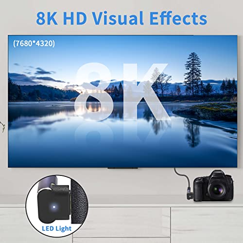 Duttek 8K Mini HDMI to HDMI Adapter, 48Gbps Down Angled HDMI Female to Mini HDMI Male Converter with LED Working Indicator Lamp, for Camera, Camcorder (2 Pack) - Image 3